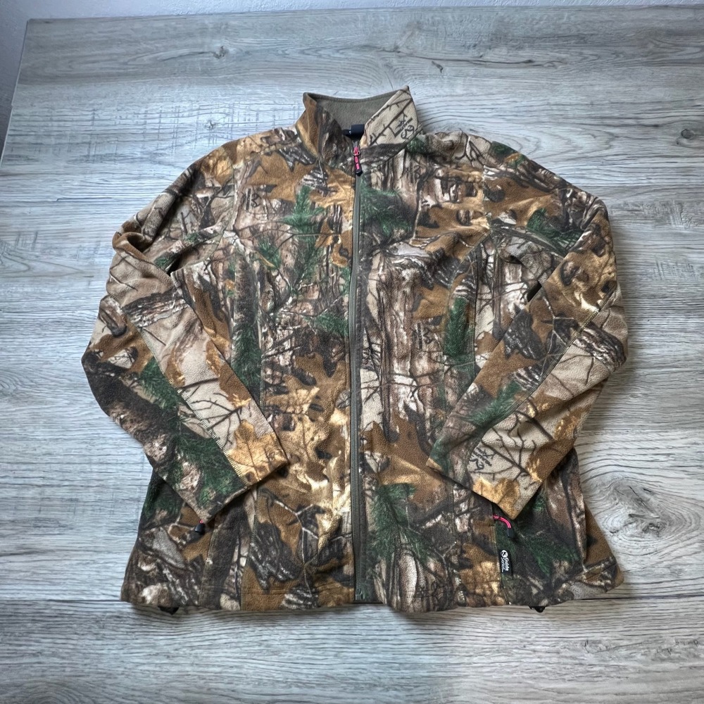 Guide Series Fleece Jacket Womens Large Brown Camo Full Zip Outdoor Hunting
